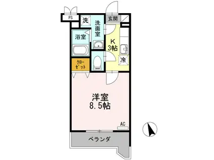 アーベント(1K/1階)の間取り写真