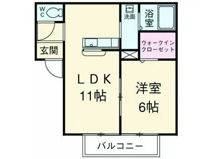 グランコートⅡ(1LDK/1階)の間取り写真