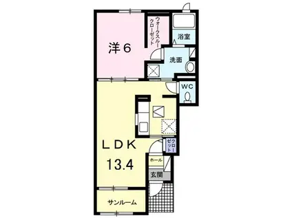 アルモニー印西Ⅰ(1LDK/1階)の間取り写真