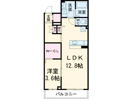 ウイングガーデンA棟(1LDK/1階)の間取り写真