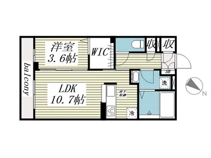ウイングガーデンA棟(1LDK/2階)の間取り写真