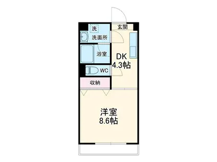 リヴェール(1K/1階)の間取り写真