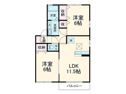 グレイスシャンブルⅢ(2LDK/2階)の間取り写真
