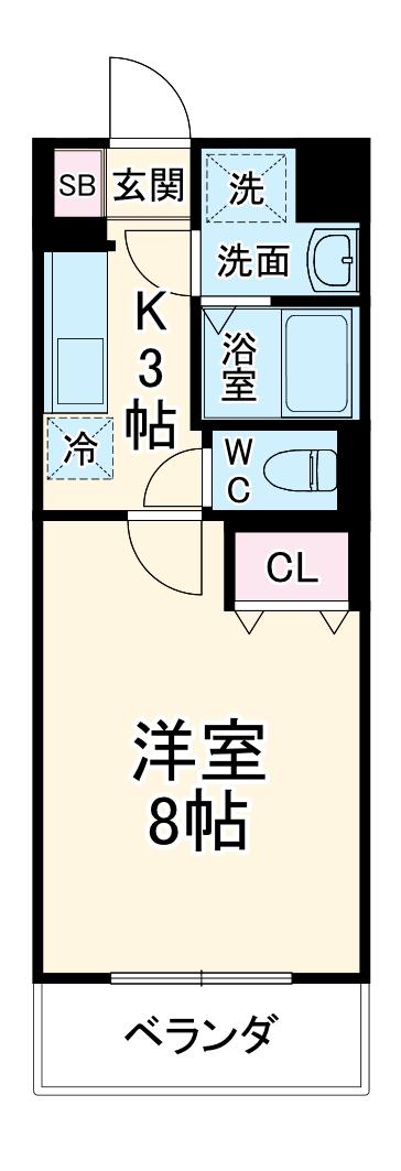 ユウマリノ(1K/4階)の間取り写真