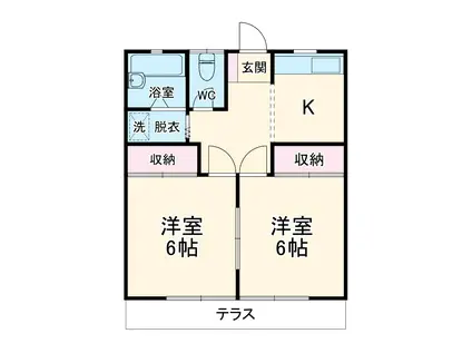 プリムヴェール(2DK/1階)の間取り写真