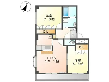 スパイクナード(2LDK/3階)の間取り写真