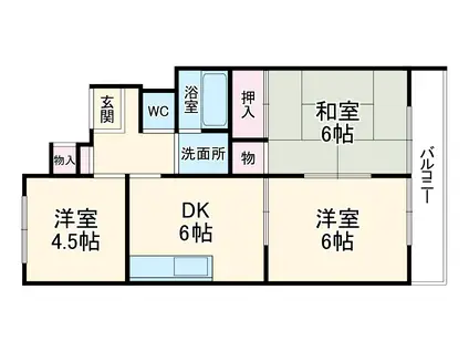 ファミリーハイツ(3DK/2階)の間取り写真