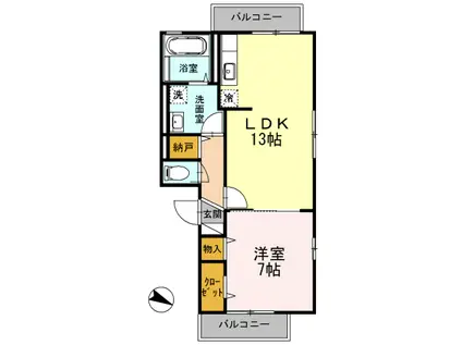 エバーグリーン湘南Ⅱ(1LDK/3階)の間取り写真