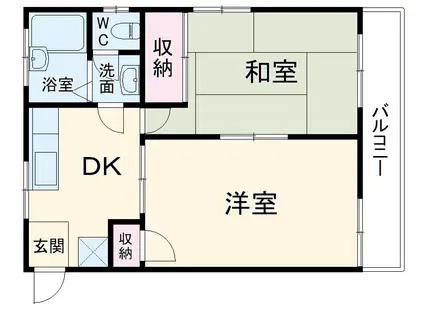 エクセルコートかしわ台Ⅱ(2DK/2階)の間取り写真