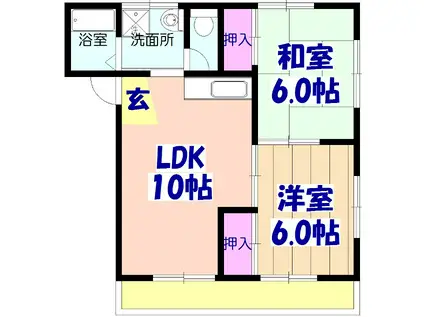 第2ハイツ岡崎(2LDK/2階)の間取り写真