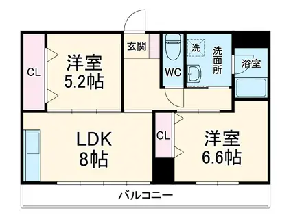 サザンストリート(2LDK/2階)の間取り写真