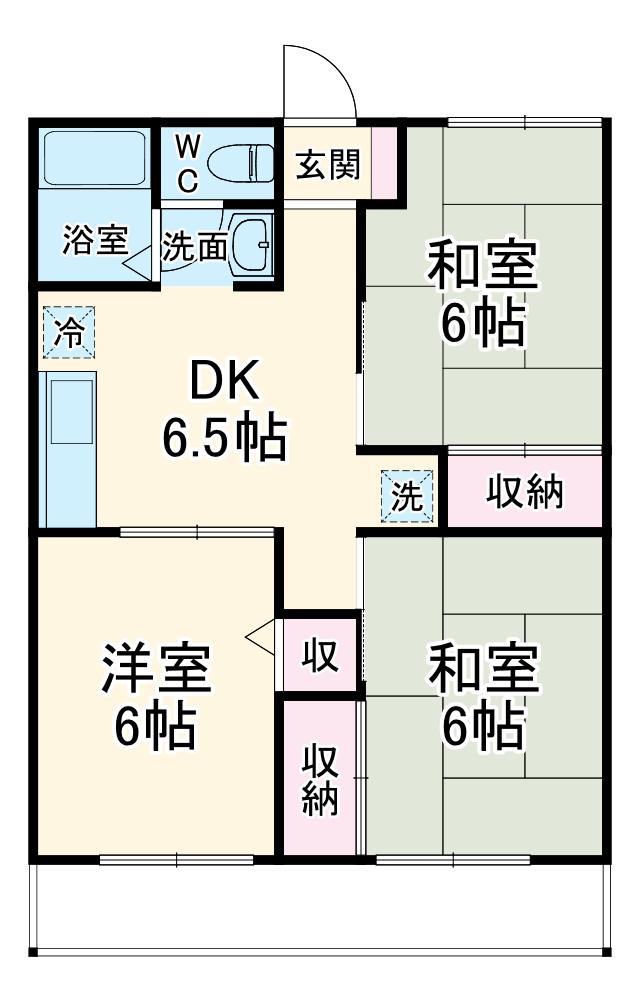 グレースコート1(3DK/1階)の間取り写真