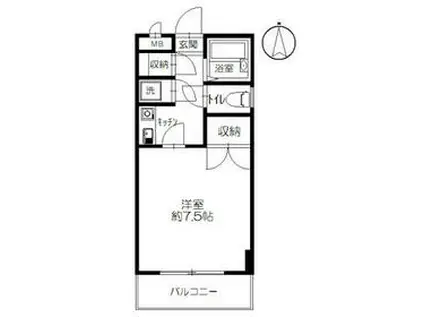 イーストピークⅤ(1K/3階)の間取り写真