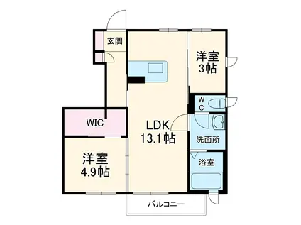 サンルシック1(2LDK/1階)の間取り写真