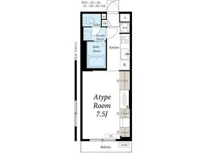 リブリ・FEEL-M湘南7(1K/1階)の間取り写真