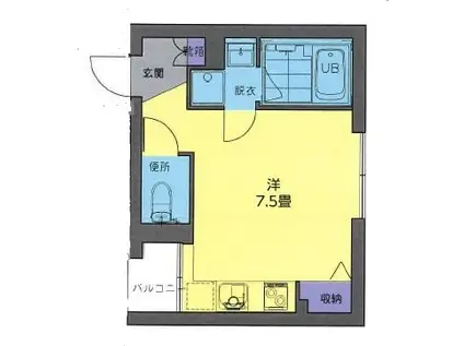 カーサ・エス(ワンルーム/3階)の間取り写真