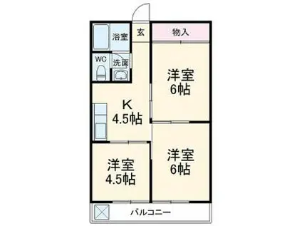 鵠沼マンション(3DK/2階)の間取り写真