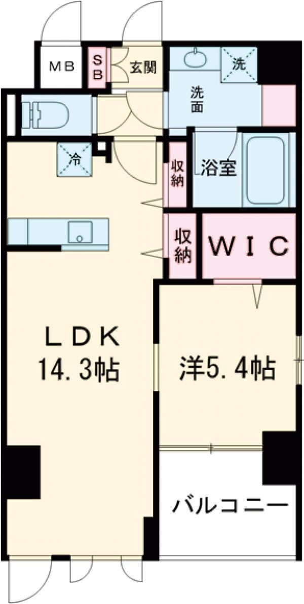エルミタージュ ドゥ メゾン(1LDK/5階)の間取り写真