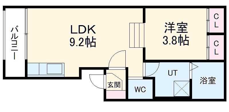 FINE COURT車道(1LDK/3階)の間取り写真