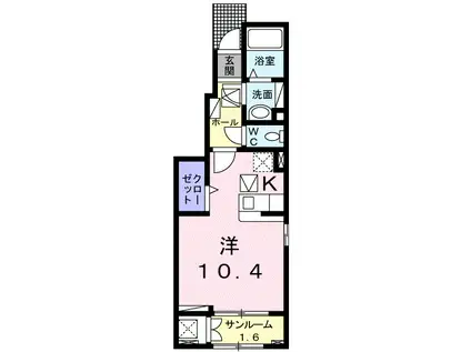 NINA 館 Ⅱ(ワンルーム/1階)の間取り写真