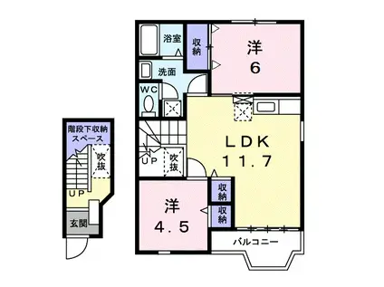 ノースヴィラ(2LDK/2階)の間取り写真