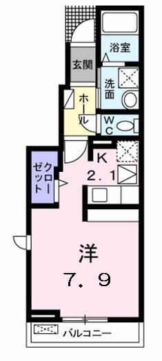 ドエル曙Ⅱ(ワンルーム/1階)の間取り写真