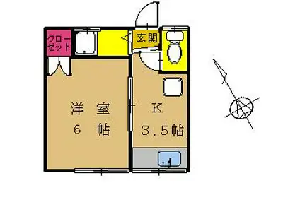 第一茜荘(1K/2階)の間取り写真
