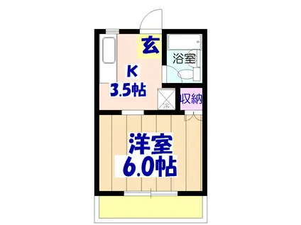 サニーコート中山Ⅱ(1K/1階)の間取り写真