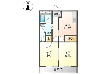 サンロード広瀬(2DK/1階)の間取り写真