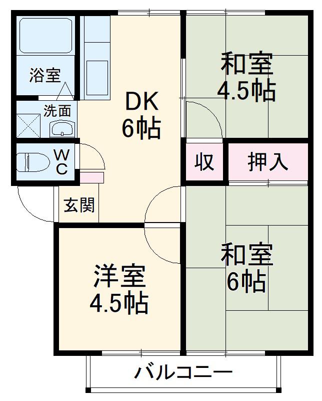 茂原コーポラスセンユー(3DK/1階)の間取り写真