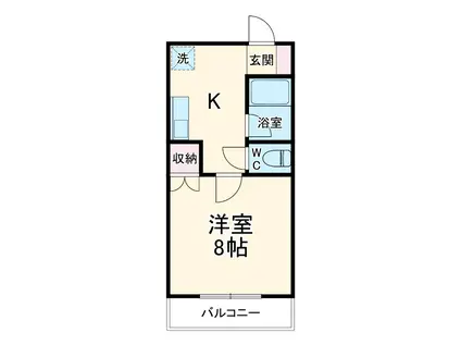 マンション紫尾(1K/2階)の間取り写真