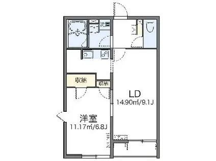 レオネクストツゥ(1LDK/1階)の間取り写真