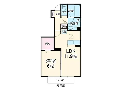 グレイスヴィラ弐番館(1LDK/1階)の間取り写真