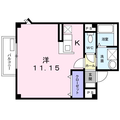 ストロベリーカーサⅡ(ワンルーム/2階)の間取り写真