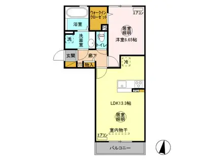 アピタコート(1LDK/2階)の間取り写真