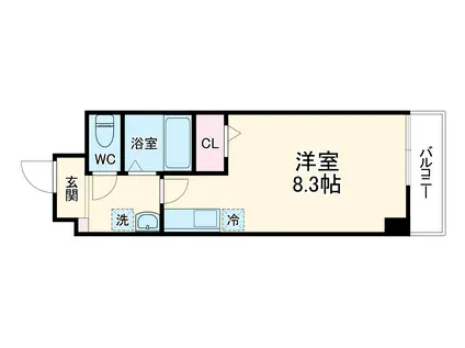 セントラルハイアット海老名(ワンルーム/1階)の間取り写真