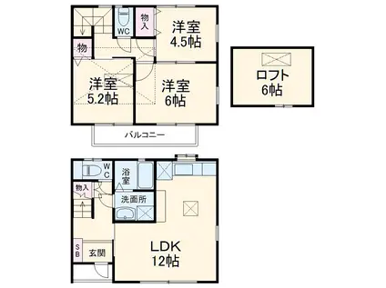 林間テラスハウス(3LDK)の間取り写真