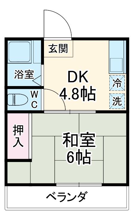 ハイツ千曲(1K/2階)の間取り写真