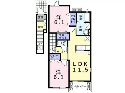 エスペランサ壱番館(2LDK/2階)の間取り写真