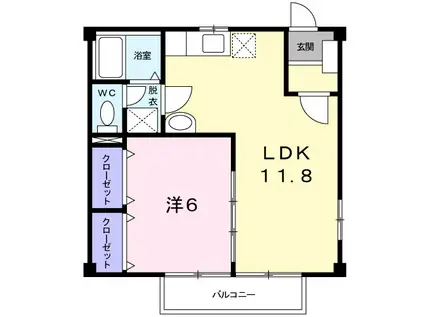 ジュネス早川Ⅱ(1LDK/1階)の間取り写真