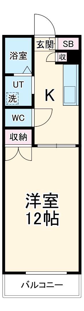 ラルジュⅠ(1DK/2階)の間取り写真