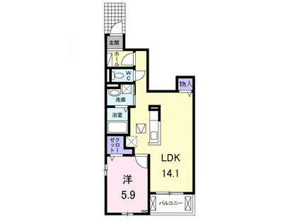 モデナポートⅠ(1LDK/1階)の間取り写真