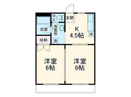 第二アサヒハイツ(2DK/2階)の間取り写真