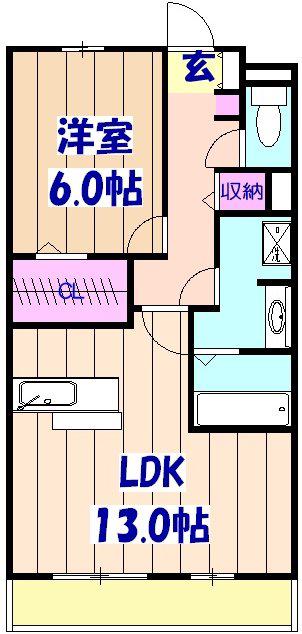 エクセル西船橋2(1LDK/3階)の間取り写真