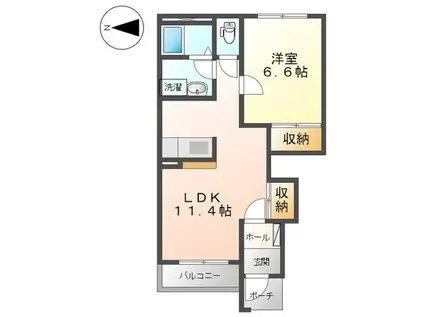プランドールK(1LDK/1階)の間取り写真