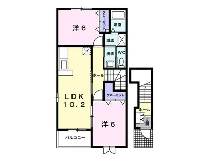 フェリーチェⅠ(2LDK/2階)の間取り写真