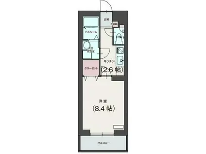 グランフィーユ(1K/4階)の間取り写真