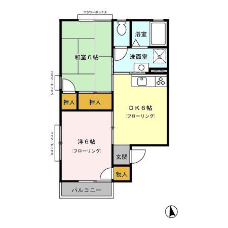 セジュールエムB(2DK/1階)の間取り写真