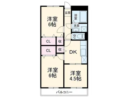 リバーストーンB(3K/1階)の間取り写真