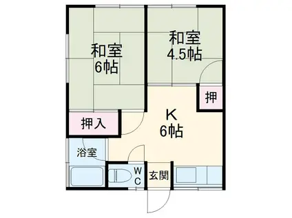 秋本ハイツB(2DK/1階)の間取り写真